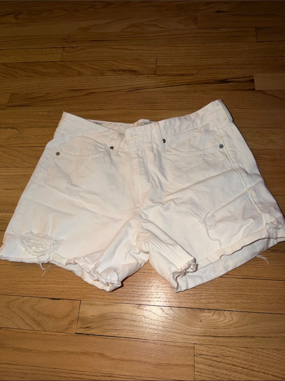 Lucky Brand White Distressed Denim Boyfriend Shorts
